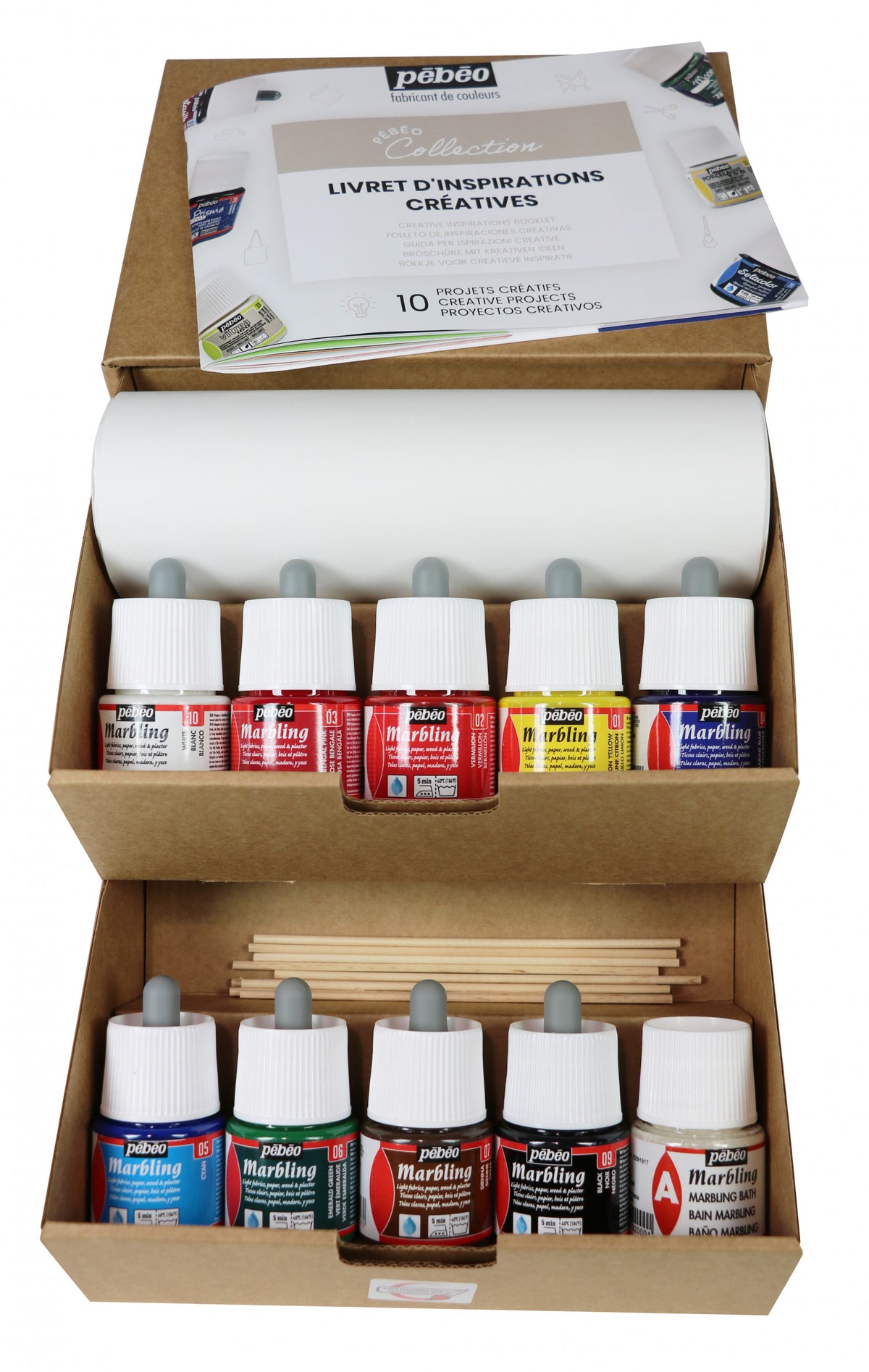 Pebeo Marbling set di colori per marmorizzazione 10 x 45 ml