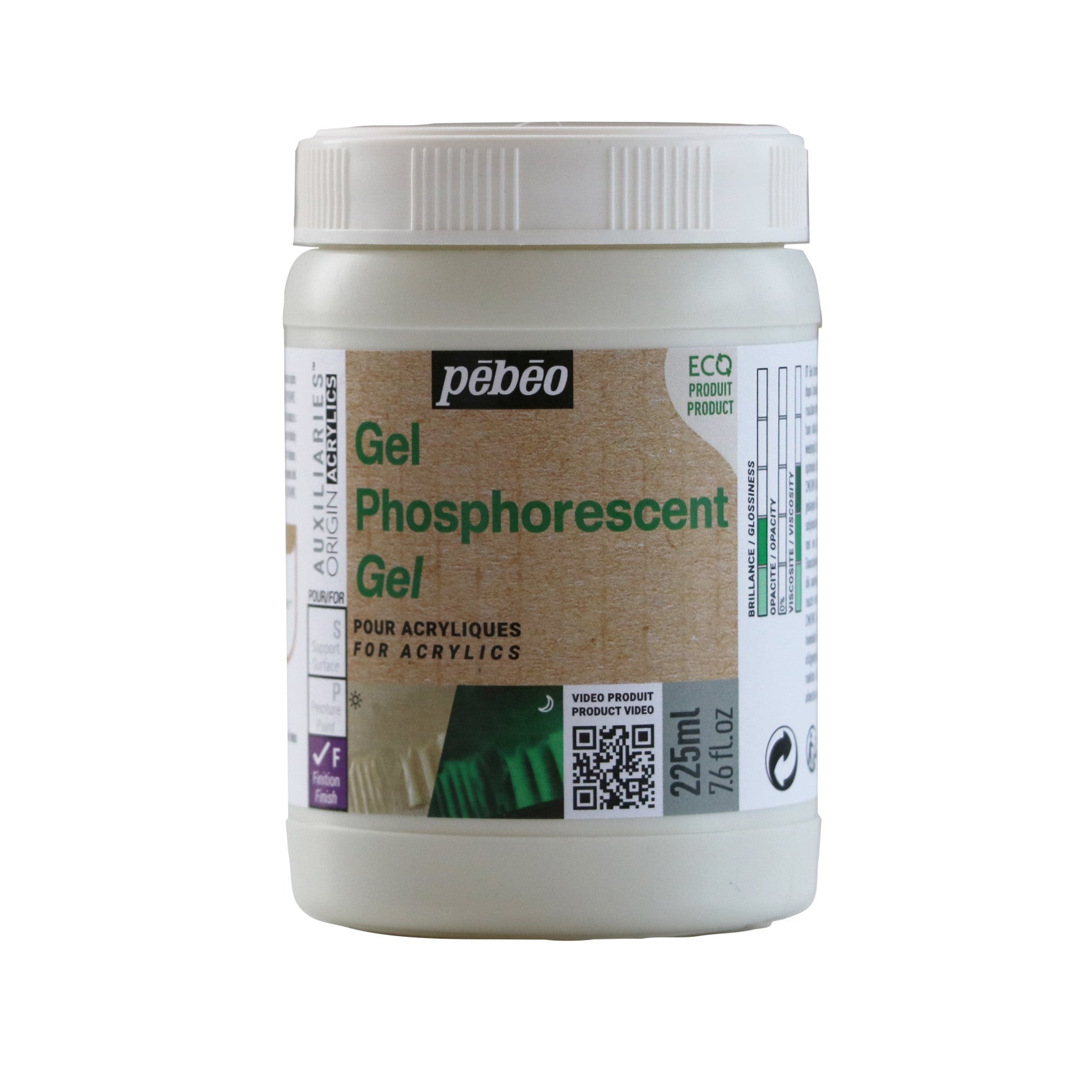 Pebeo Origin gel acrilico fosforescente 225 ml – verde