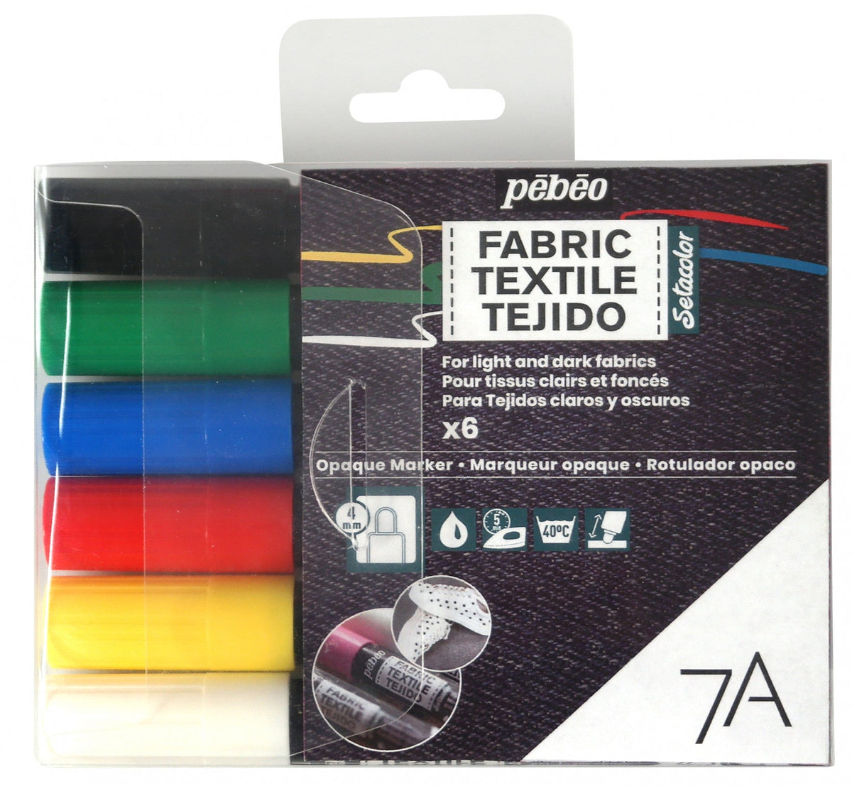 Pebeo set di pennarelli per tessuti Setacolor 6 pz CLASSIC