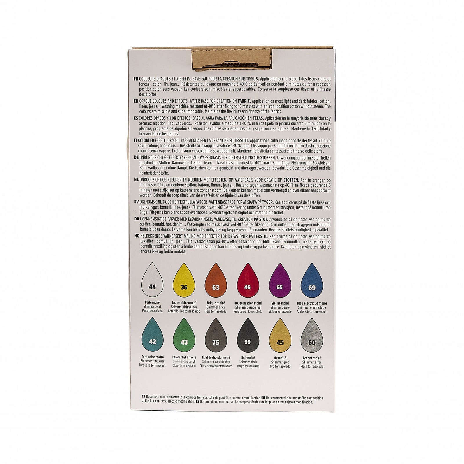 Pebeo Setacolor set di colori coprenti per tessuti 12 x 20 ml