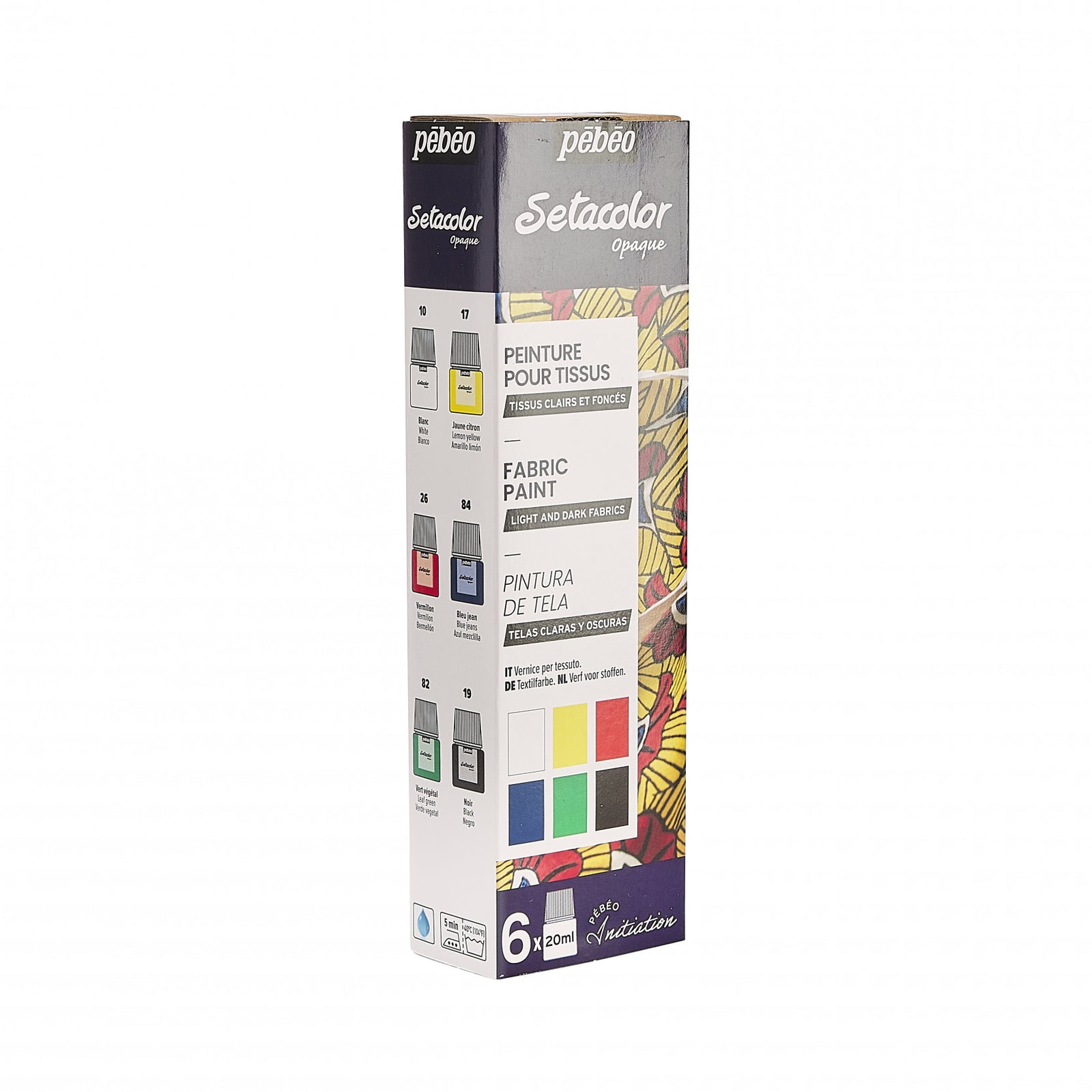 Pebeo Setacolor set di colori coprenti per tessuti 6 x 20 ml
