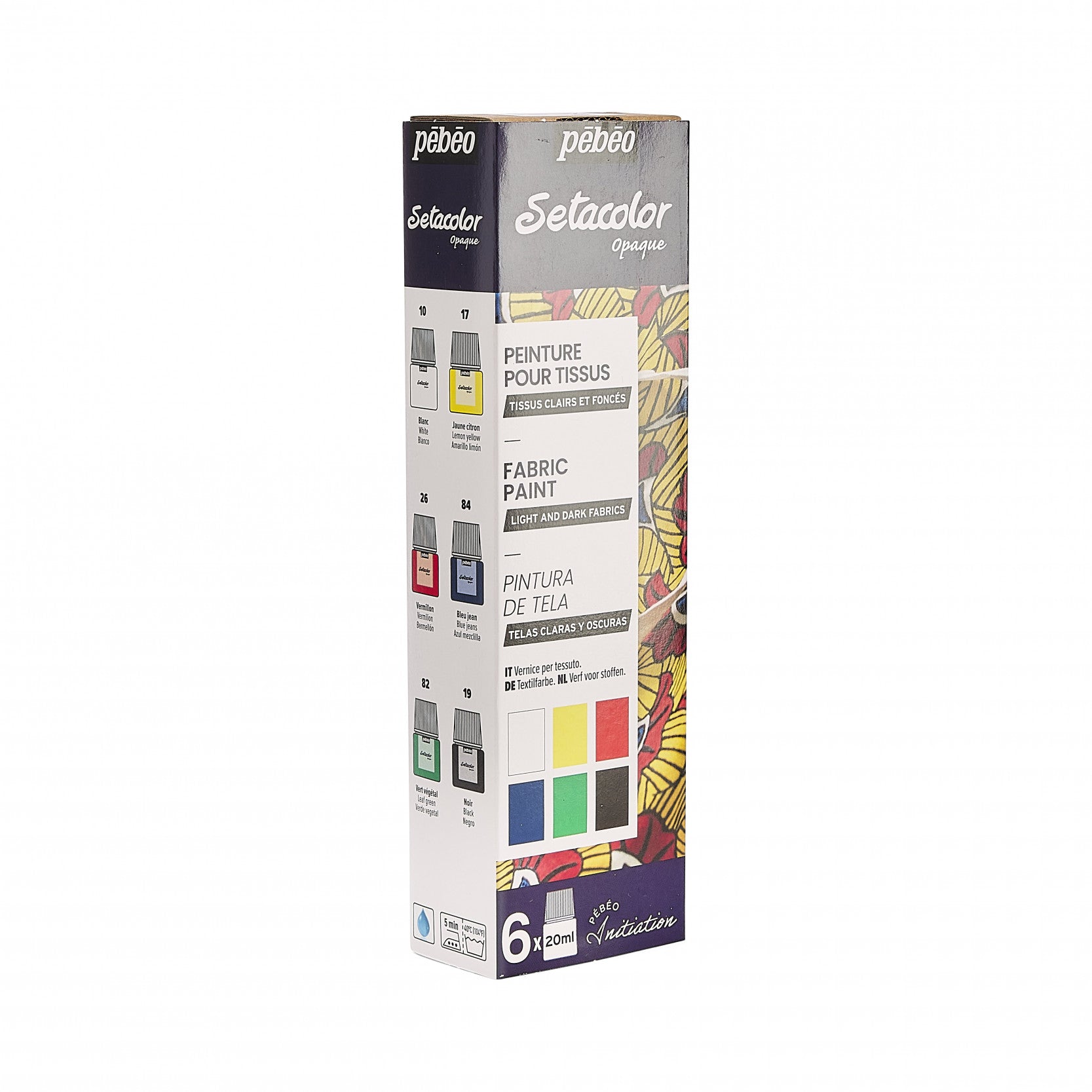 Pebeo Setacolor set di colori coprenti per tessuti 6 x 20 ml