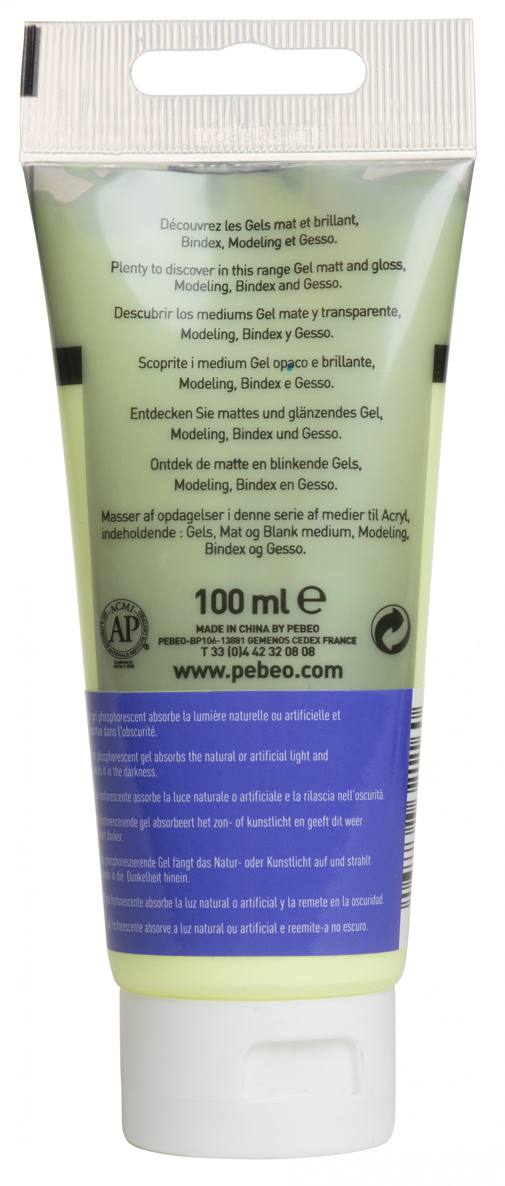 Pebeo Studio gel acrilico 100 ml Phosphorescent Yellow