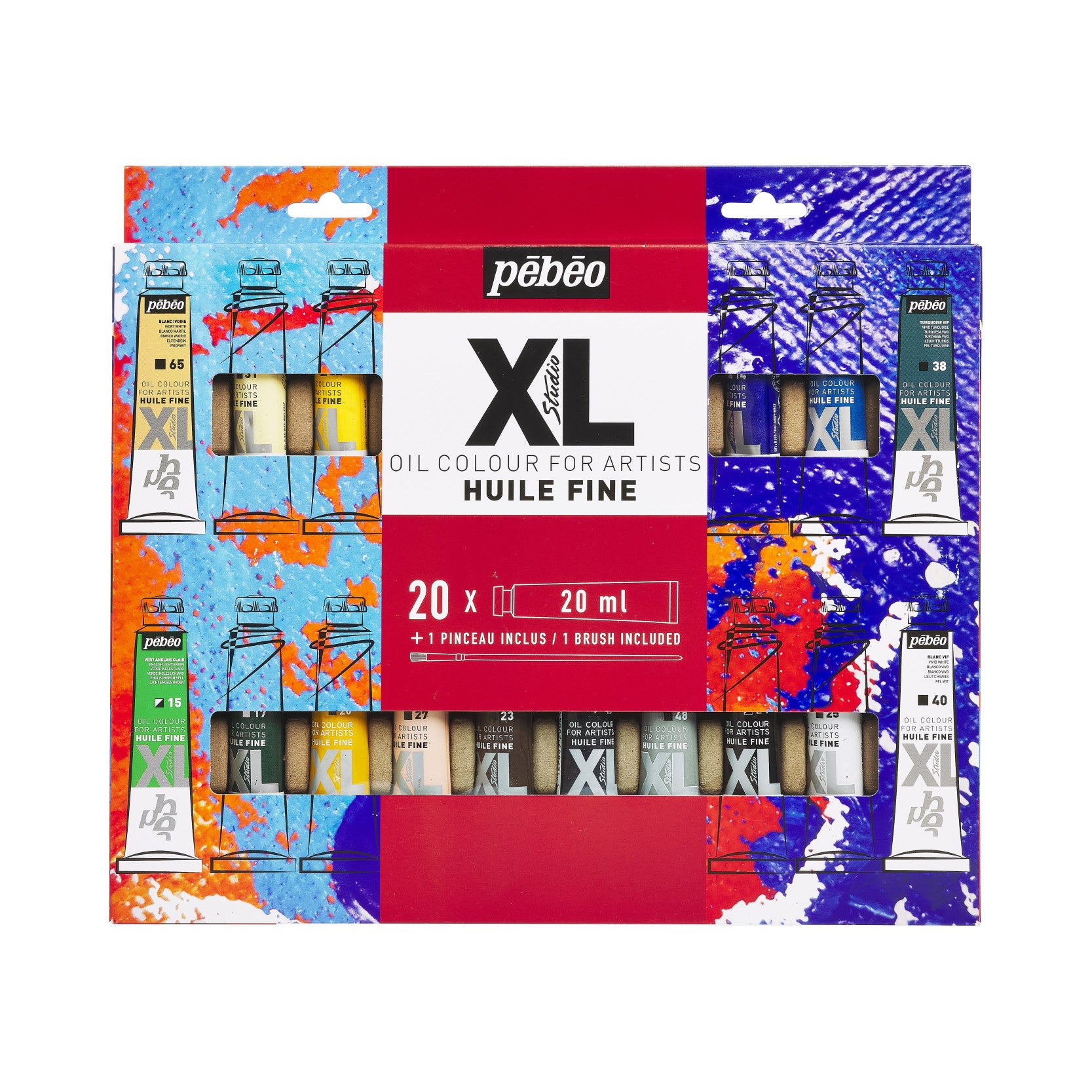 Pebeo Studio XL set di colori a olio 20 x 20 ml con pennello