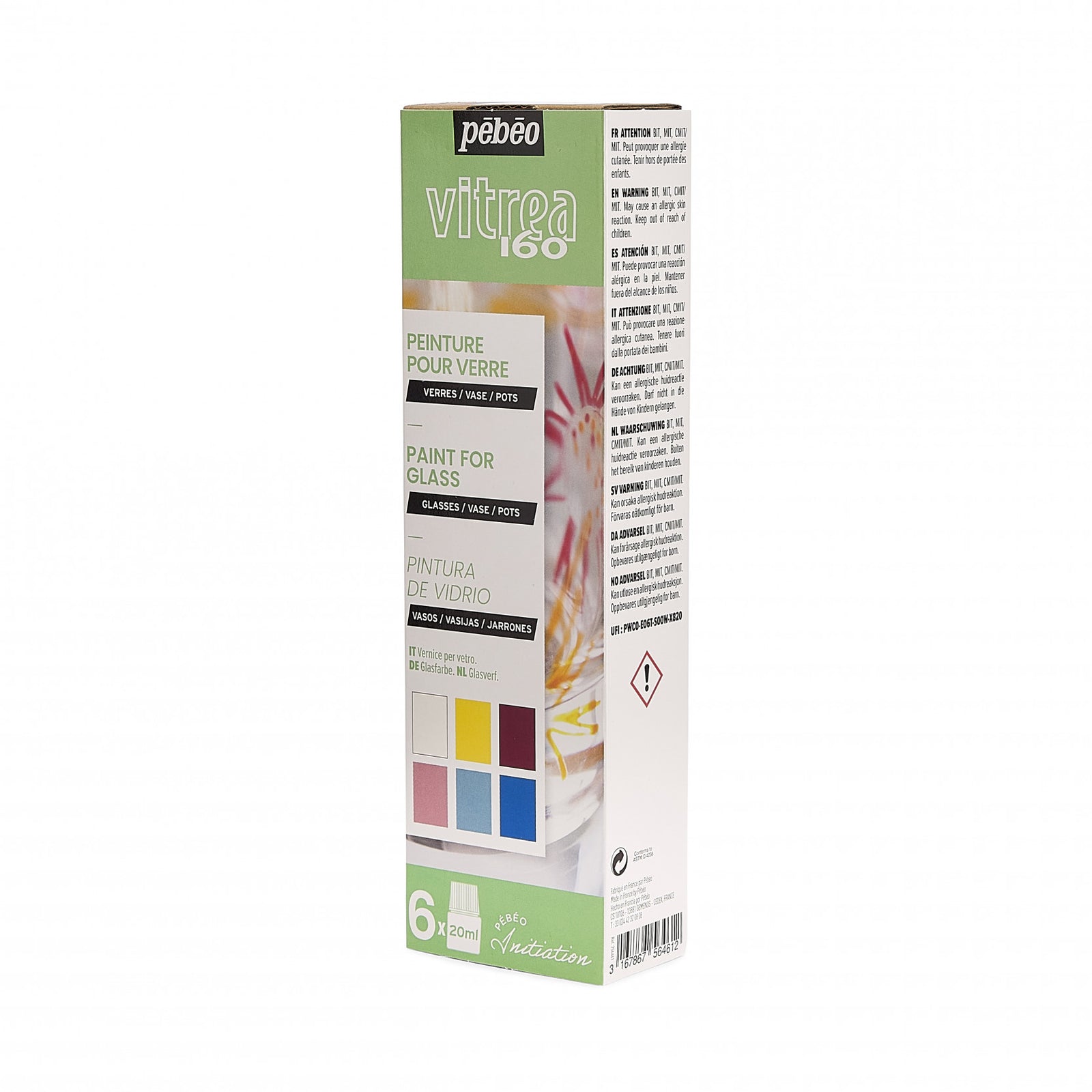 Pebeo Vitrea 160 set di colori per vetro 6 x 20 ml