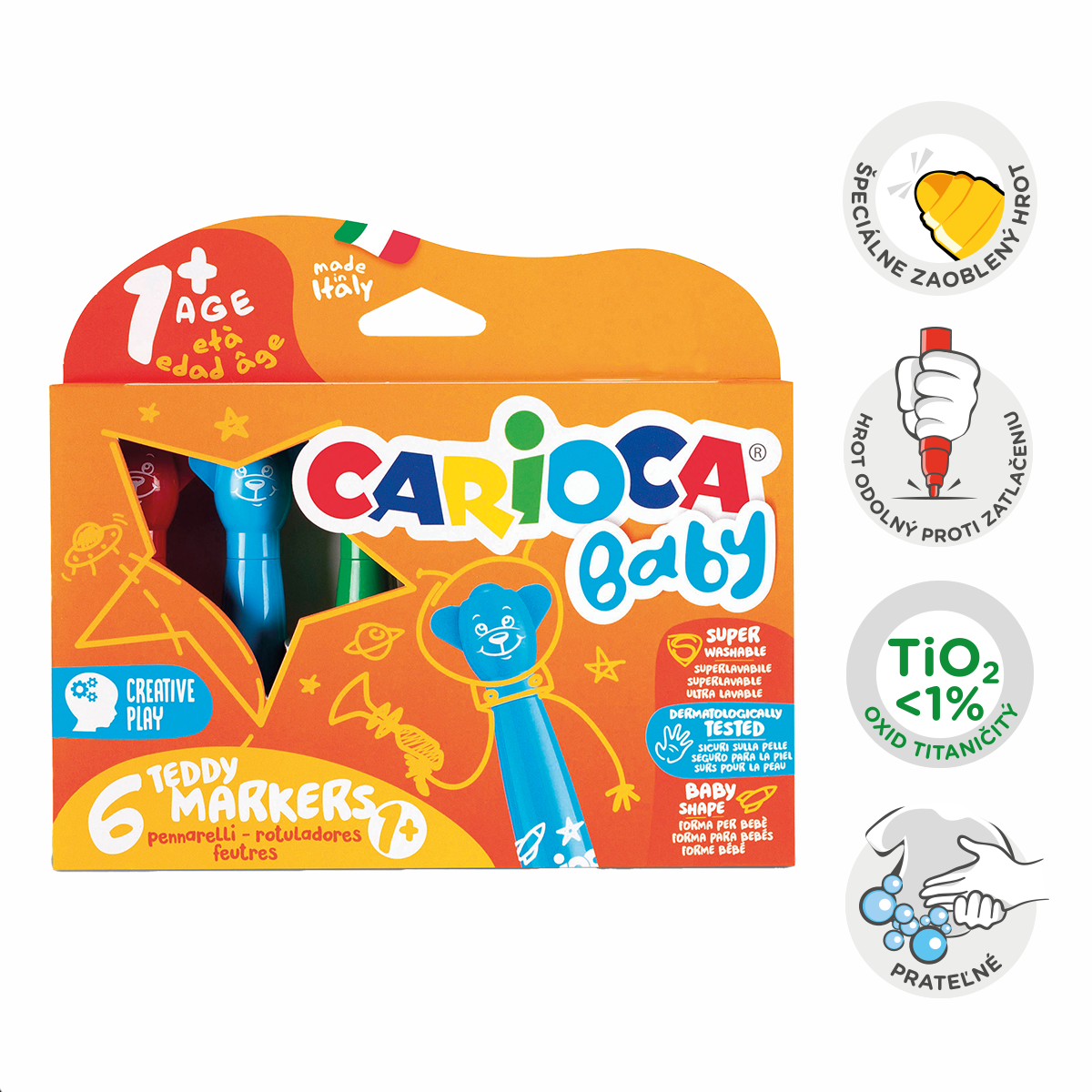 Pennarelli Carioca Baby punta tonda, colori assortiti