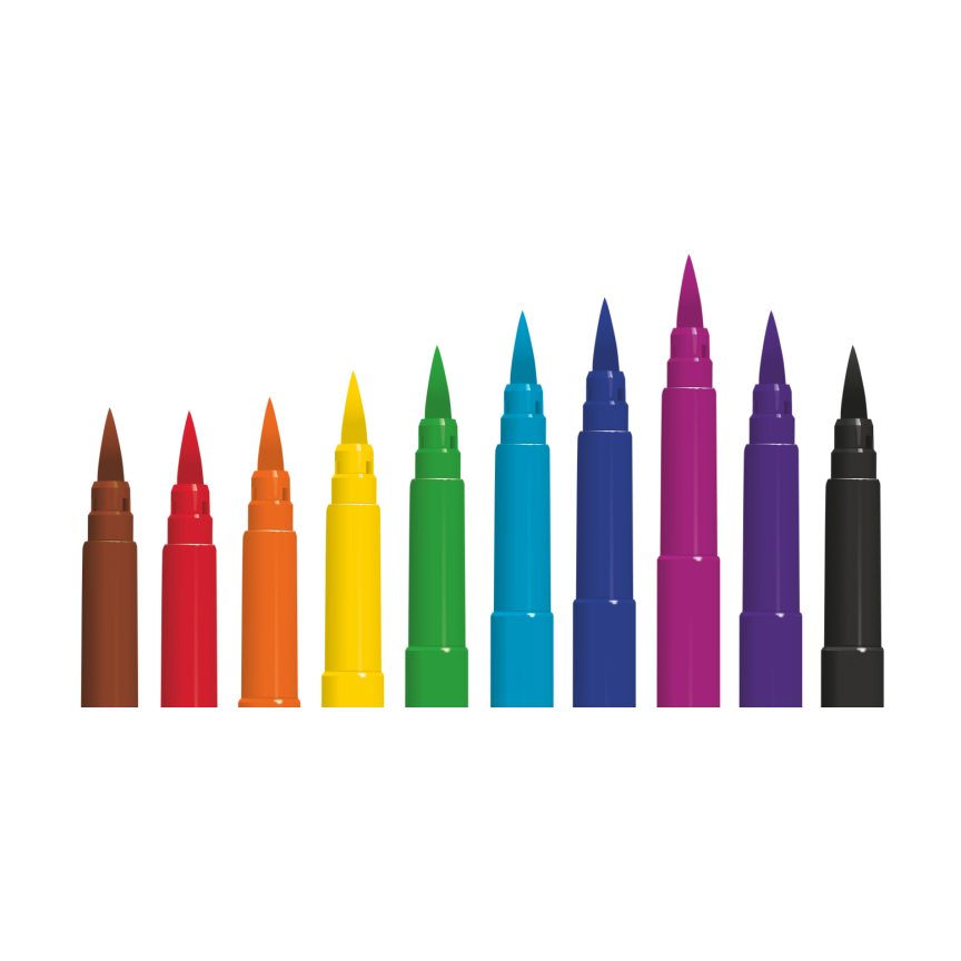 Pennarelli Colorino Brush con punta a pennello lunga – 10 colori