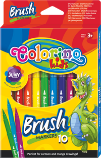 Pennarelli Colorino Brush con punta a pennello lunga – 10 colori