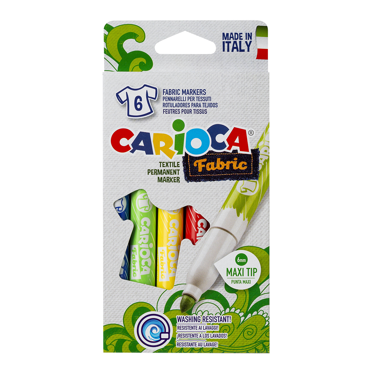 Pennarelli per tessuti Carioca, punta maxi, colori assortiti