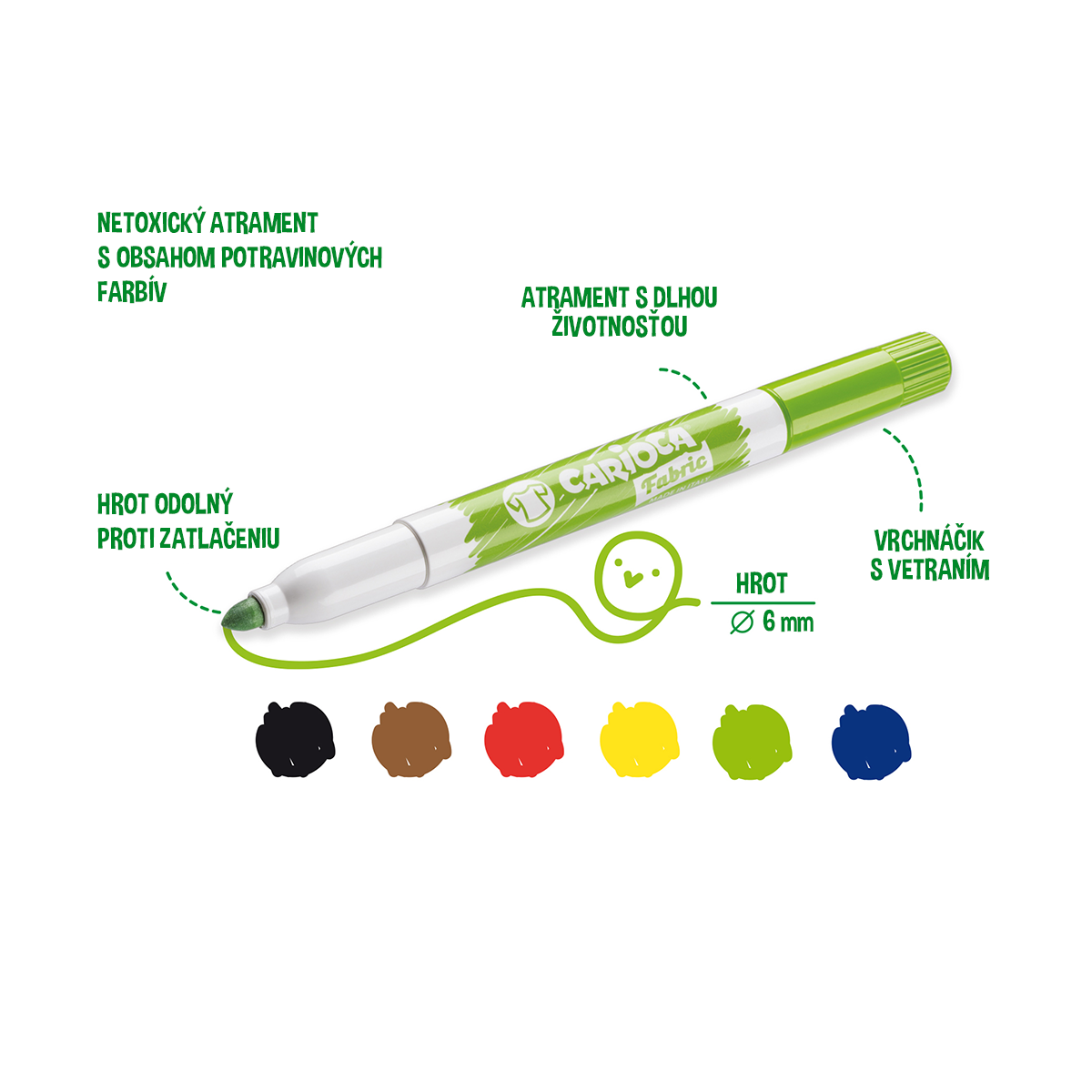 Pennarelli per tessuti Carioca, punta maxi, colori assortiti