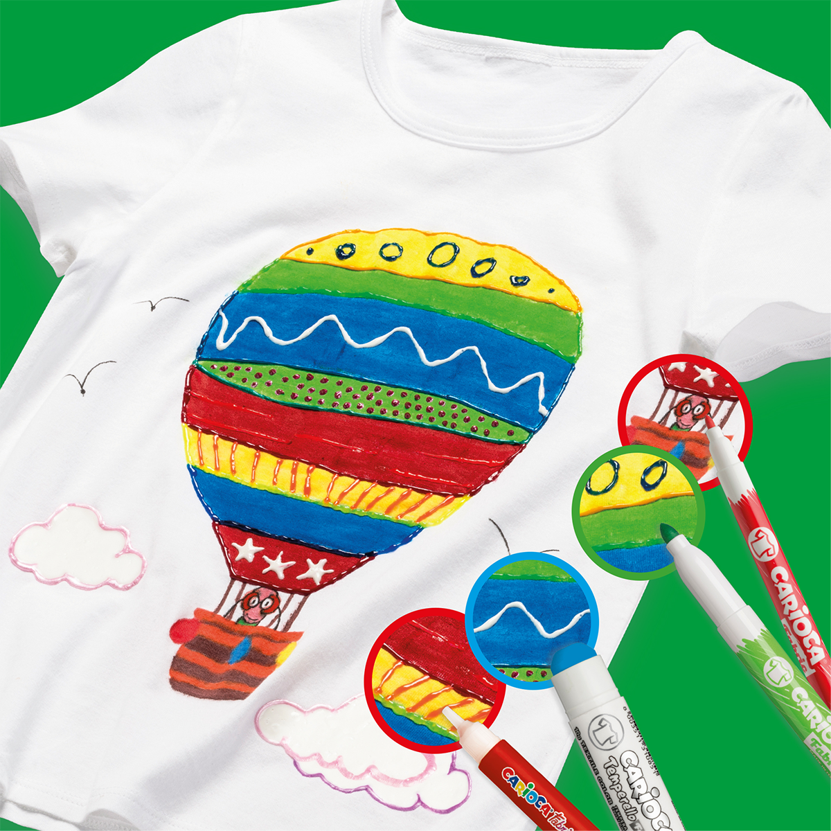 Pennarelli per tessuti Carioca, punta maxi, colori assortiti