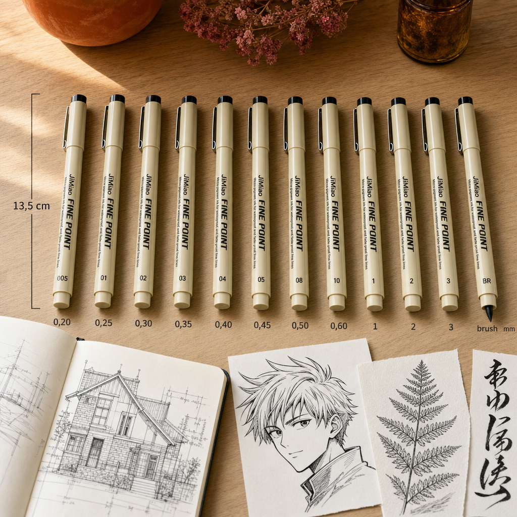 Pennarello tecnico nero fineliner, punta 0,20 – 3 mm