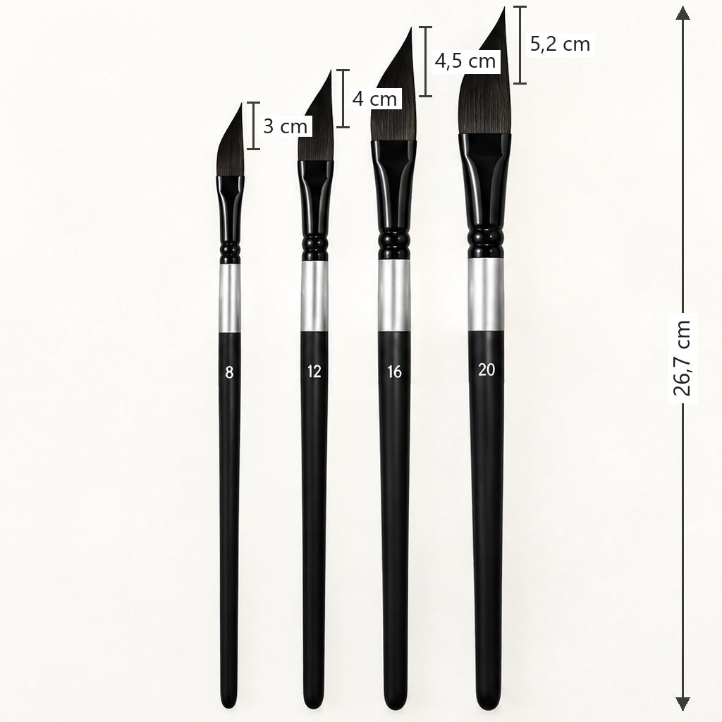 Pennelli a spada per acquerello, misure 8 – 20 - set da 4 pz