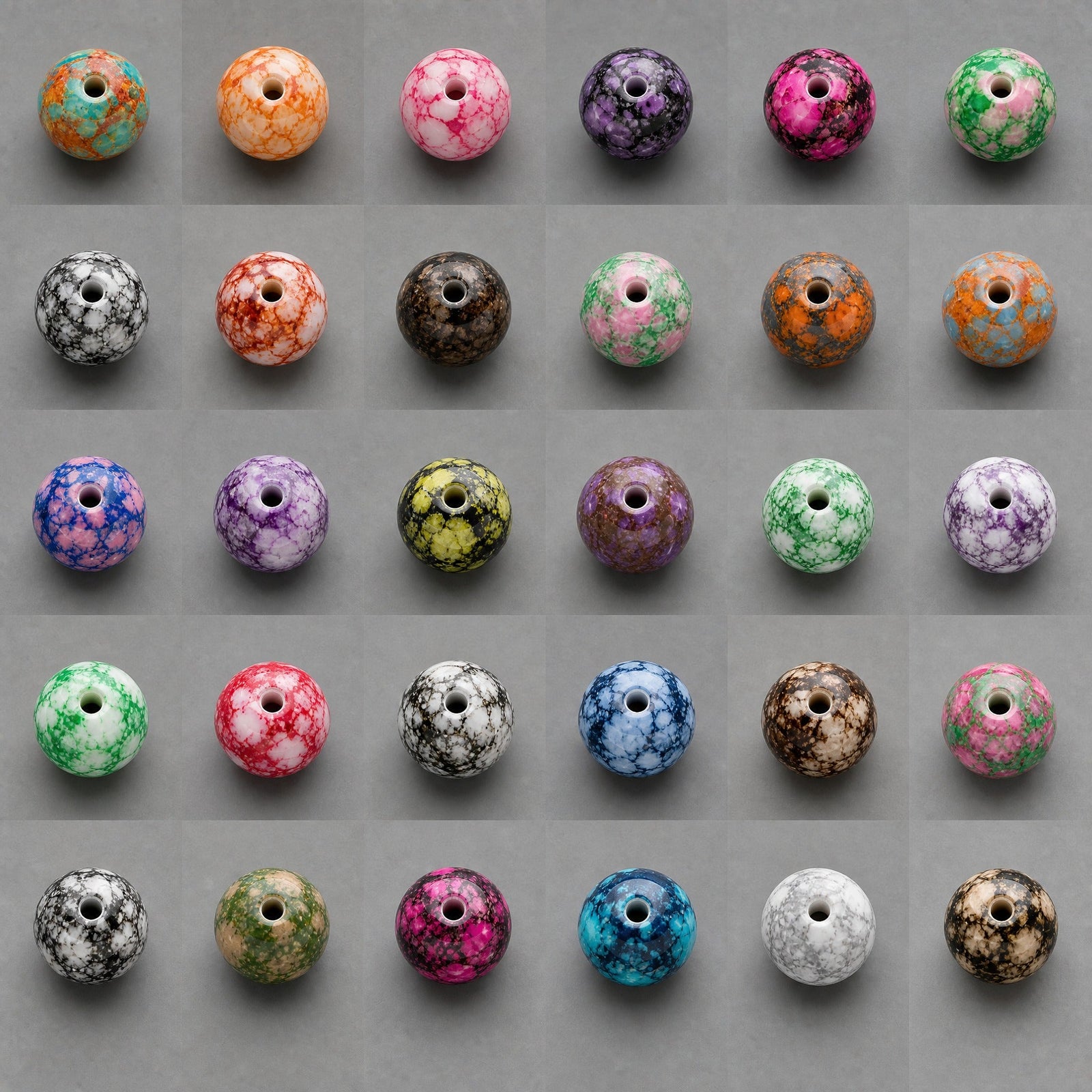 Perline tonde in vetro effetto marmo 8 mm – 15 pz
