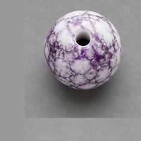 Perline tonde in vetro effetto marmo 8 mm – 15 pz – porpora-bianco