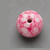 Perline tonde in vetro effetto marmo 8 mm – 15 pz – rosa-bianco