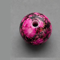 Perline tonde in vetro effetto marmo 8 mm – 15 pz – rosa-nero