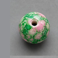 Perline tonde in vetro effetto marmo 8 mm – 15 pz – verde-rosa