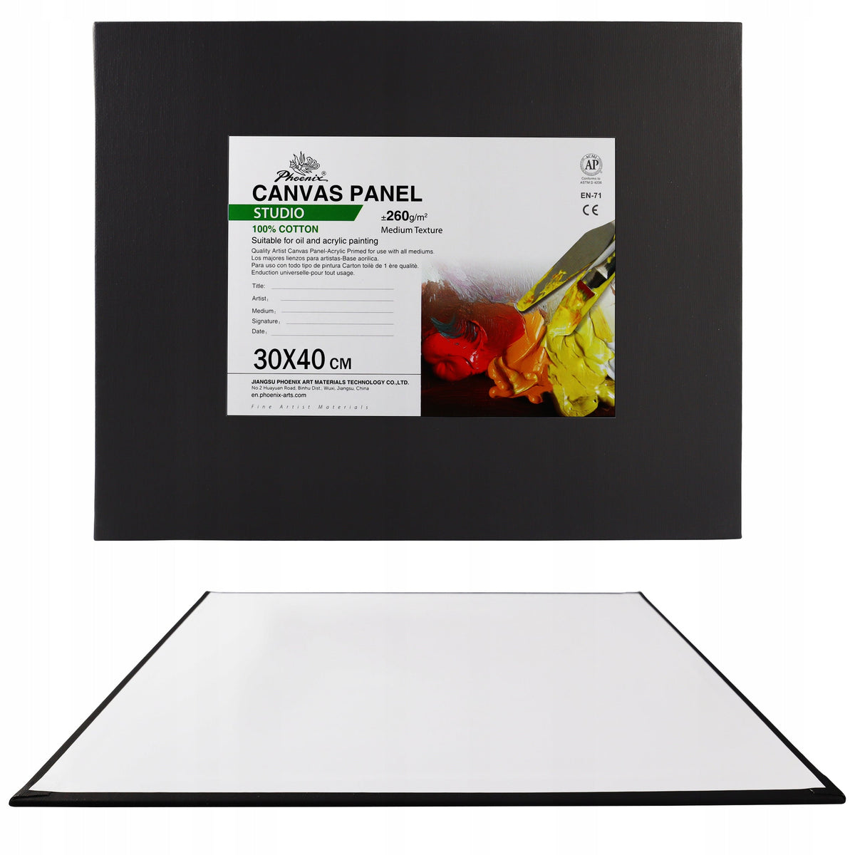 Phoenix Tela nera preparata su cartone 3 mm, 18 × 24 – 40 × 50 cm, formato a scelta