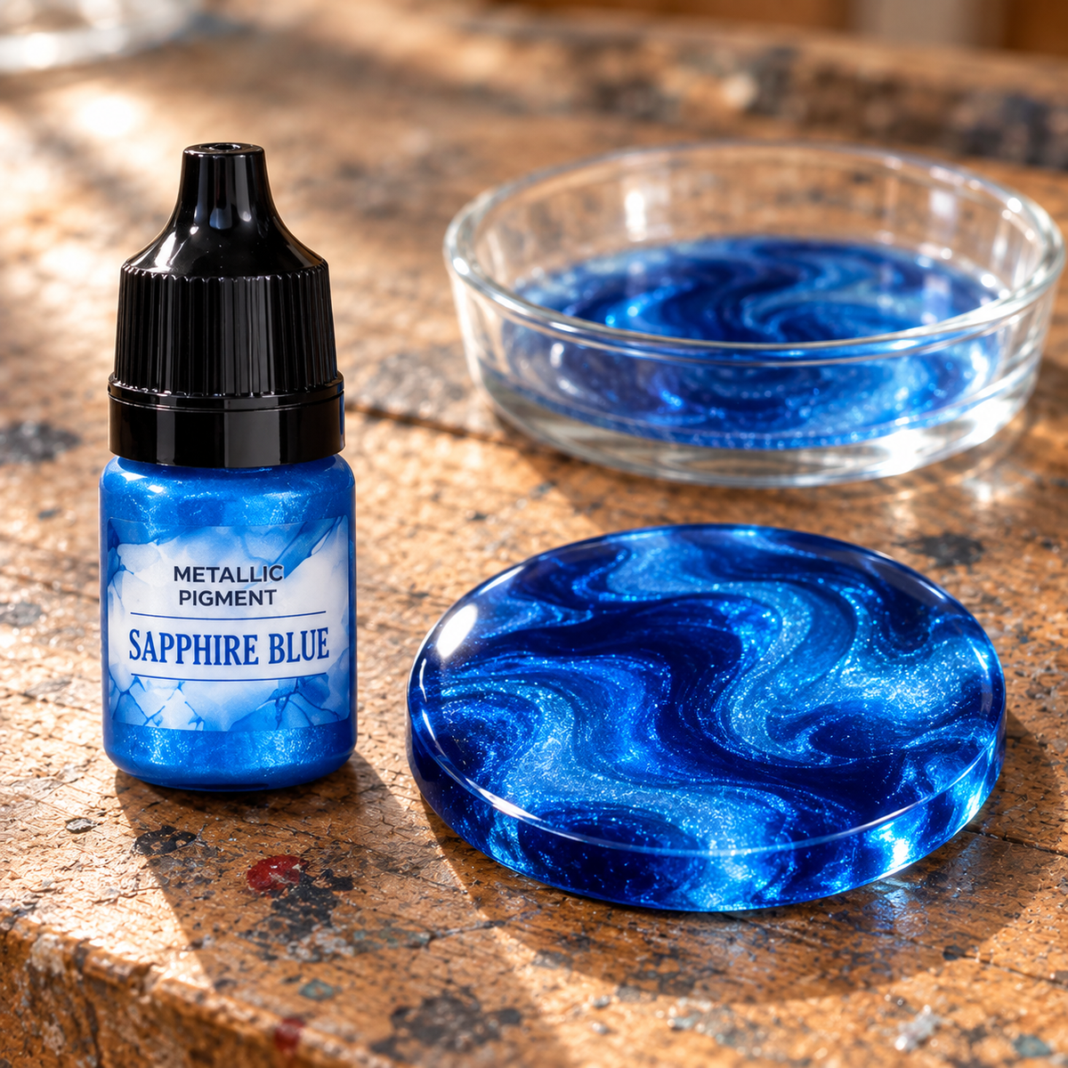 Pigmento metallizzato liquido per resina 5 ml – blu zaffiro (Sapphire Blue)