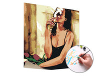 Pittura per numeri DONNA CON FIORI | difficoltà bassa