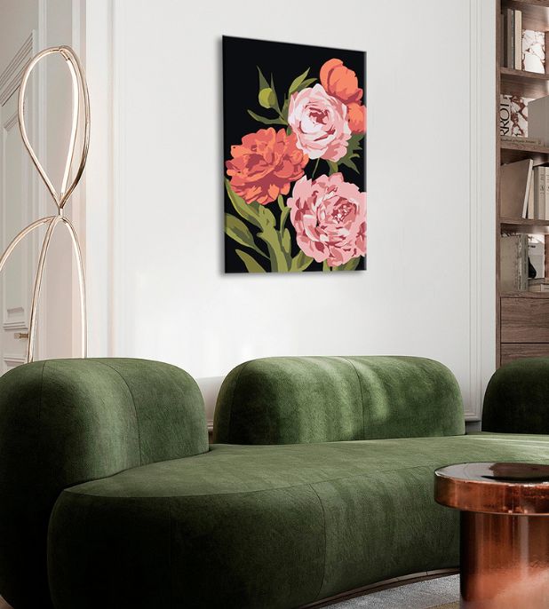 Pittura per numeri GIARDINO DEI FIORI | difficoltà bassa EDIZIONE SPECIALE NERA