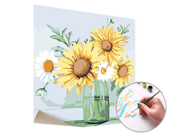 Pittura per numeri MARGHERITE E GIRASOLI | difficoltà bassa