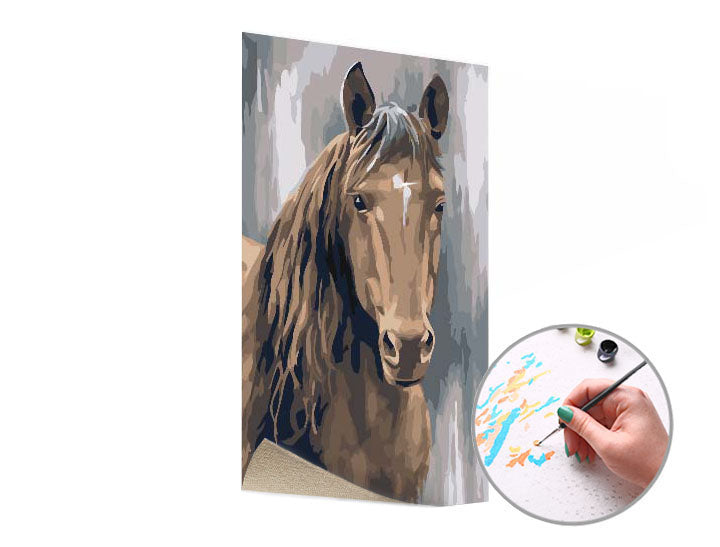 Pittura per numeri Stallone marrone | difficoltà bassa