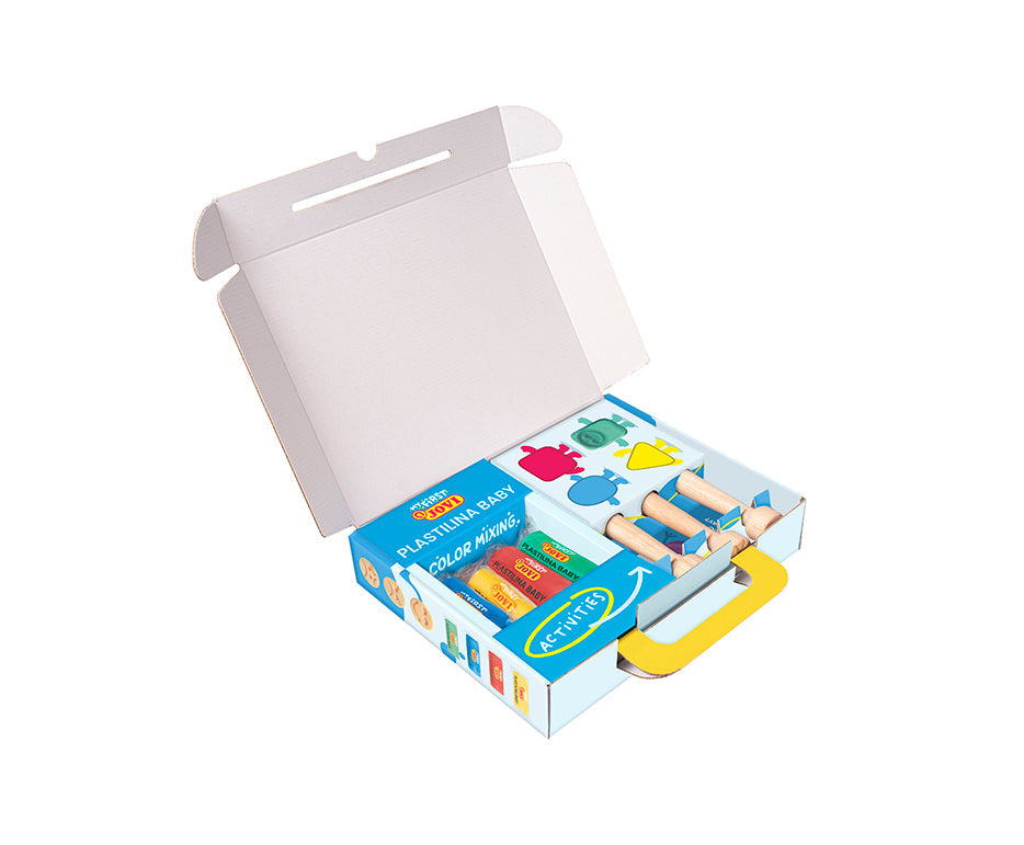 Plastilina morbida naturale Jovi My First 4 x 38 g + 3 timbri in legno Emotions