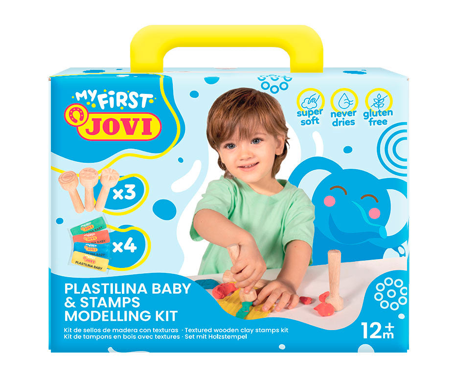 Plastilina morbida naturale JOVI My First 4 x 38 g – + 3 timbri in legno