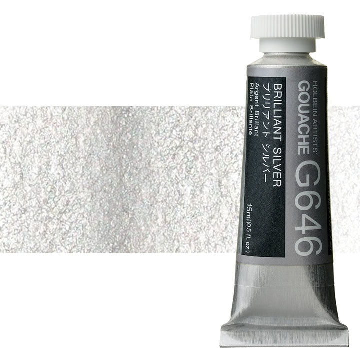 Colori a guazzo professionali Holbein Artists 15 ml – argento brillante