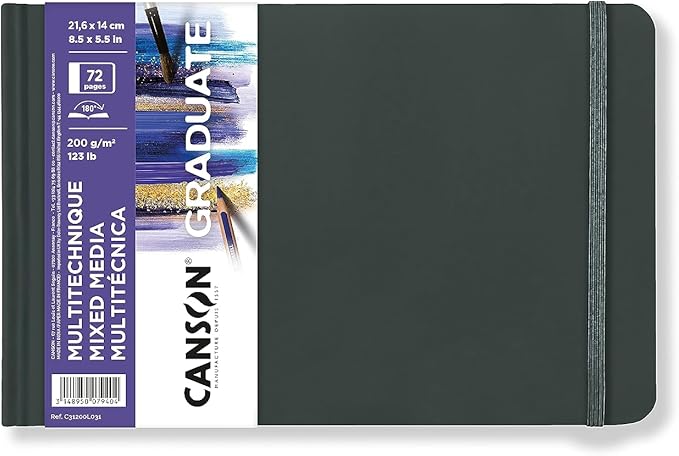 Quaderno da disegno Canson Graduate Art Book Mix Media 200 g/m², 72 fogli, 14 x 21,6 cm, copertina rigida