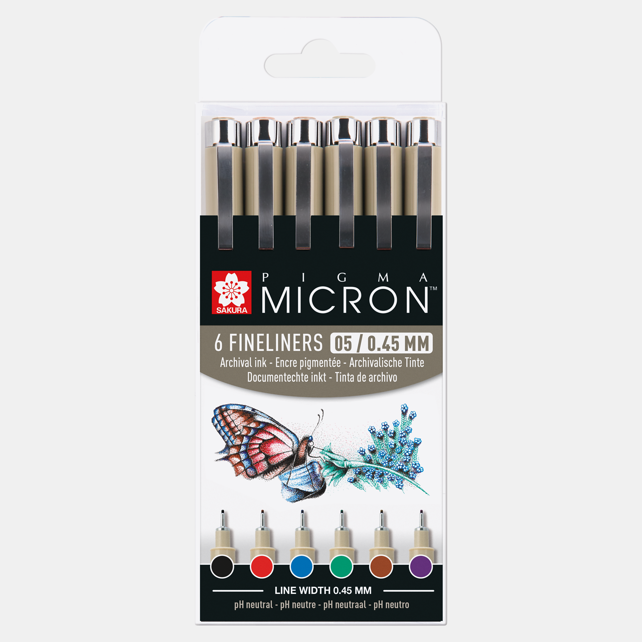 Sakura Pigma Micron 05 fineliner 0,45 mm – set da 6 colori