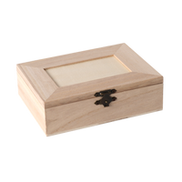 Scatola in legno con 4 scomparti 14 x 10 x 3,5 cm – e specchio all'interno