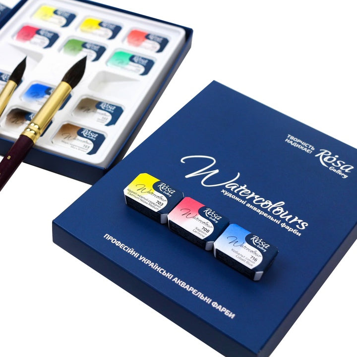 Set acquerelli ROSA GALLERY Classic, 12 colori in godet interi