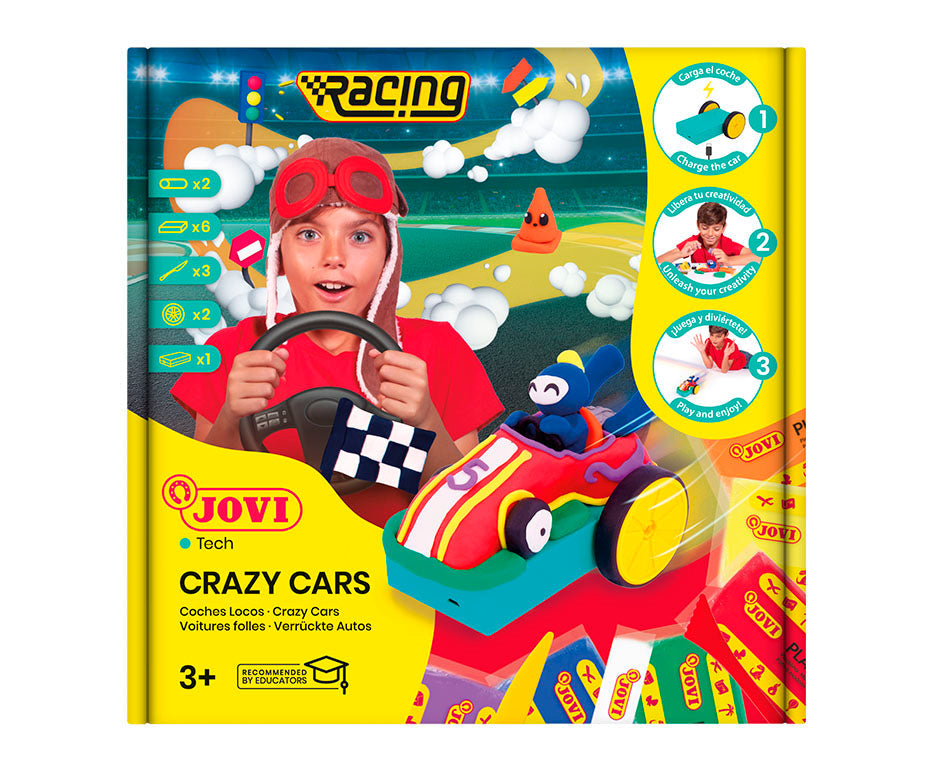 Set creativo di modellazione JOVI Tech Crazy Cars Corsa 14 pz