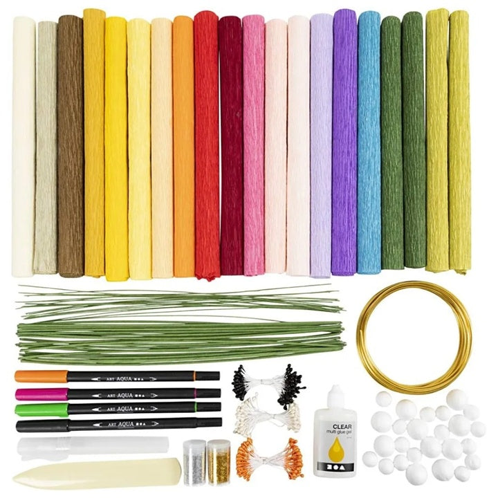Set creativo Maxi | Fiori di carta crespa