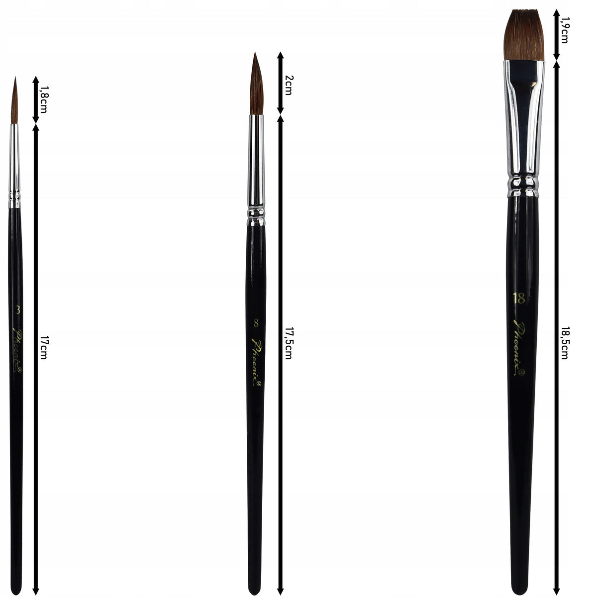 Set di 3 pennelli Phoenix 6616S3