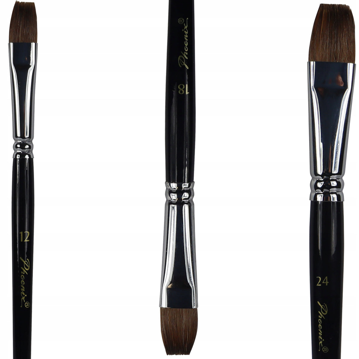 Set di 3 pennelli piatti Phoenix in pelo di donnola 6616S4