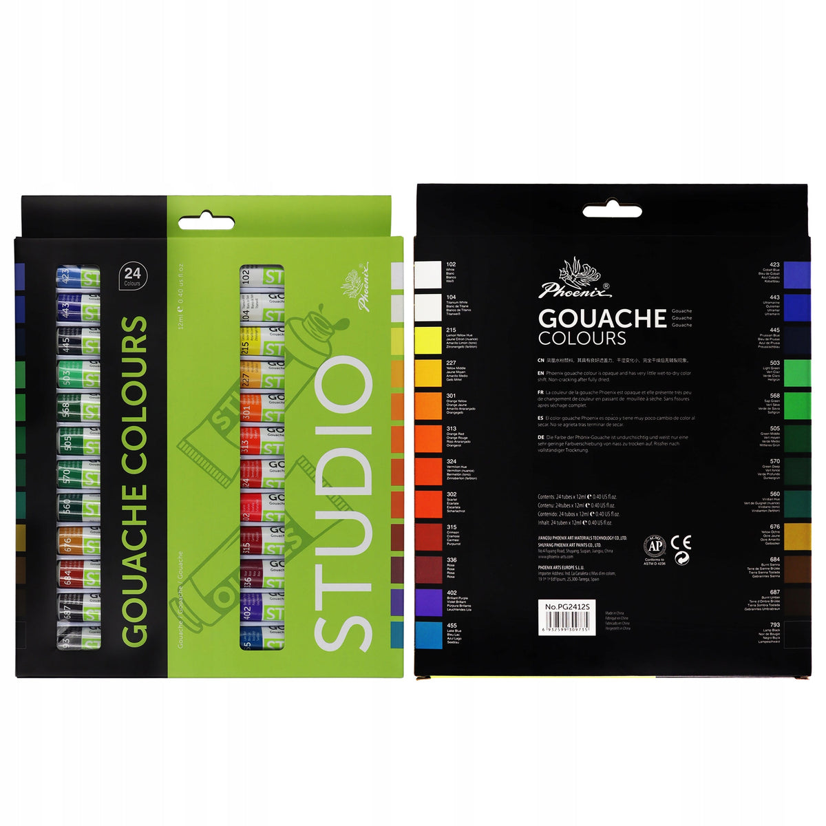 Set di colori a guazzo Phoenix, 12–24 tubetti da 12 ml