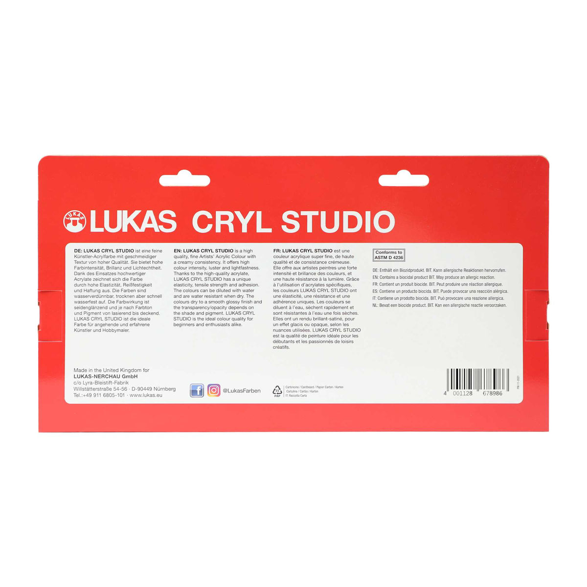 Set di colori acrilici LUKAS Cryl Studio 9 x 100 ml