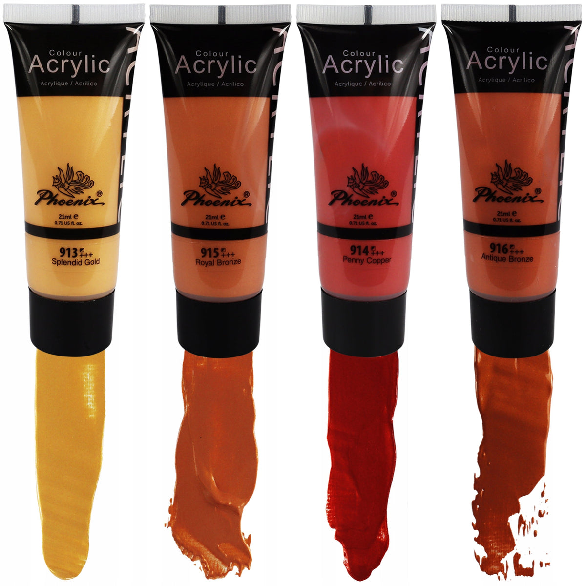 Set di colori acrilici metallici Phoenix 8 x 21 ml