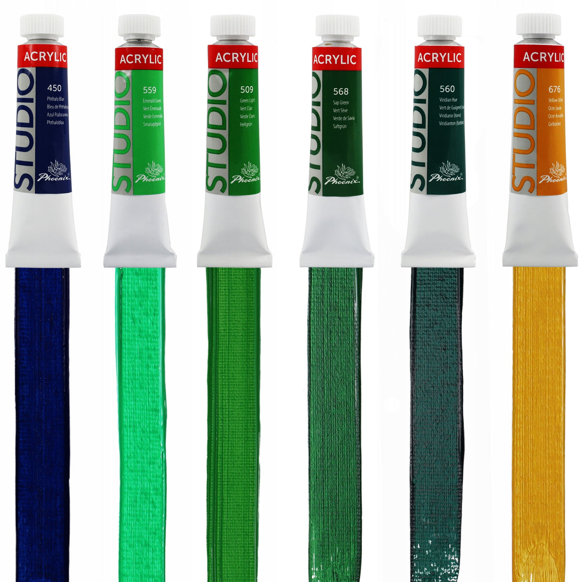 Set di colori acrilici Phoenix Studio 24 x 12 ml con pennelli e tavolozza