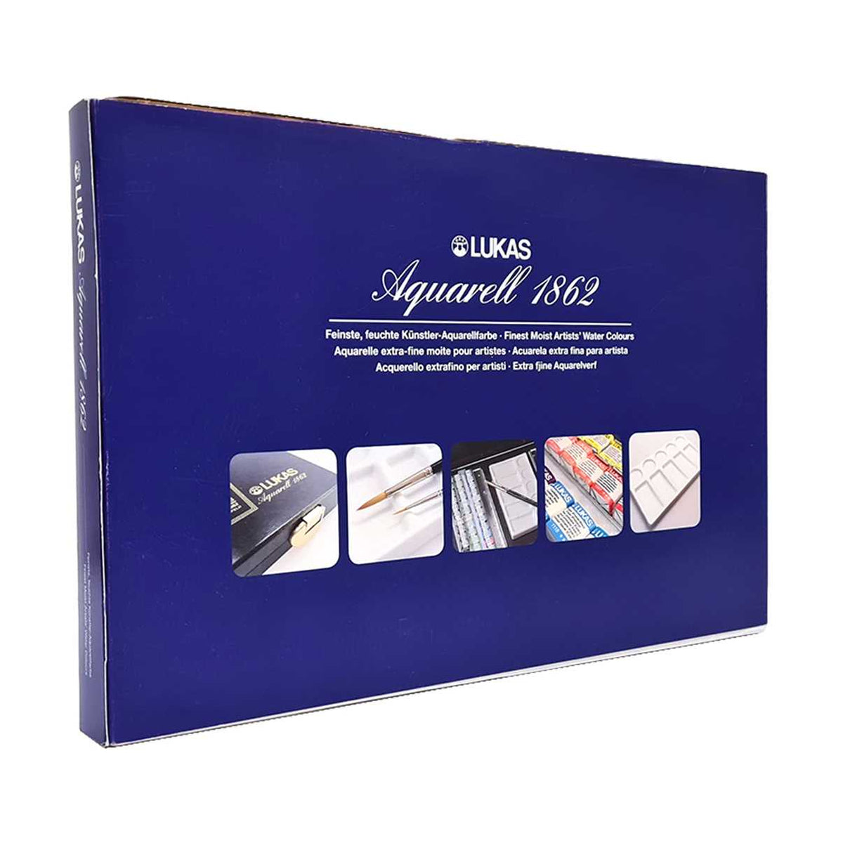 Set di colori ad acquerello LUKAS Aquarell 1862 in cofanetto - 70 mezzi godet con accessori