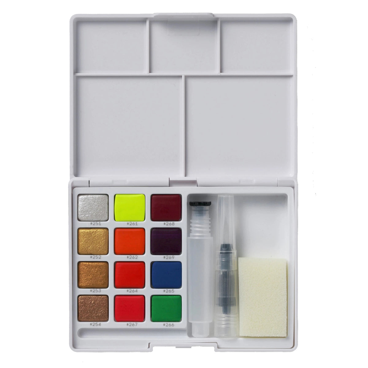 Set di colori ad acquerello SAKURA Koi metallizzati - 12 pezzi con pennello con serbatoio