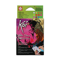 Set di colori ad acquerello SAKURA Koi metallizzati - 12 pezzi con pennello con serbatoio