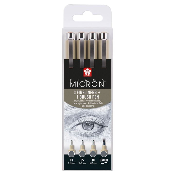 Set di penne tecniche Sakura Pigma Micron 3 fineliners a brush pen