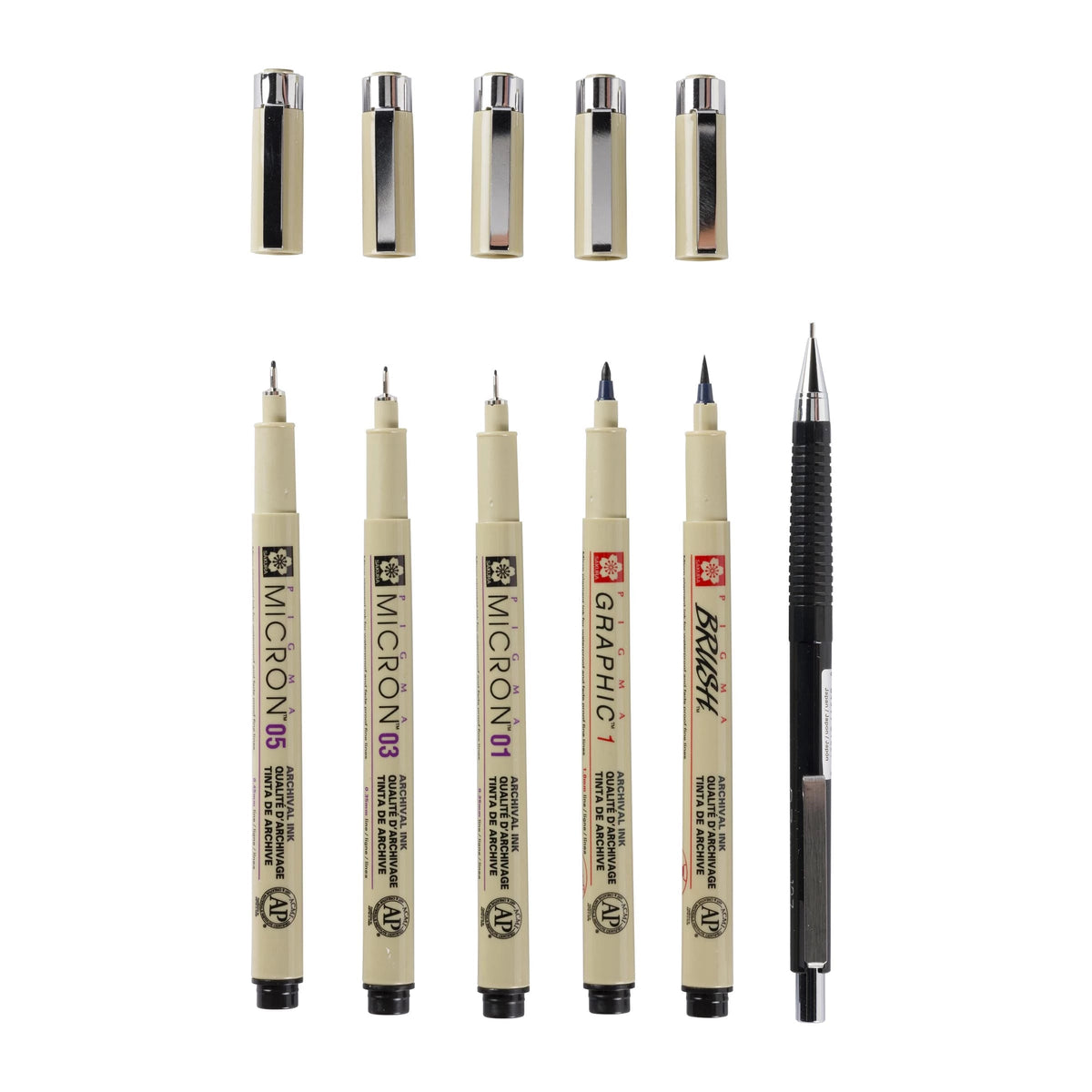 Set di penne tecniche Sakura Pigma Micron Manga - set di 6 pezzi neri