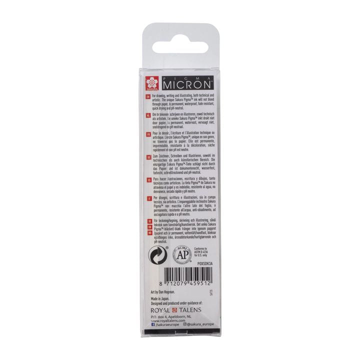 Set di penne tecniche SAKURA PIGMA MICRON set BROAD 3 pezzi
