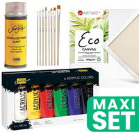 Set di pittura di base con pennelli e lacca opaca